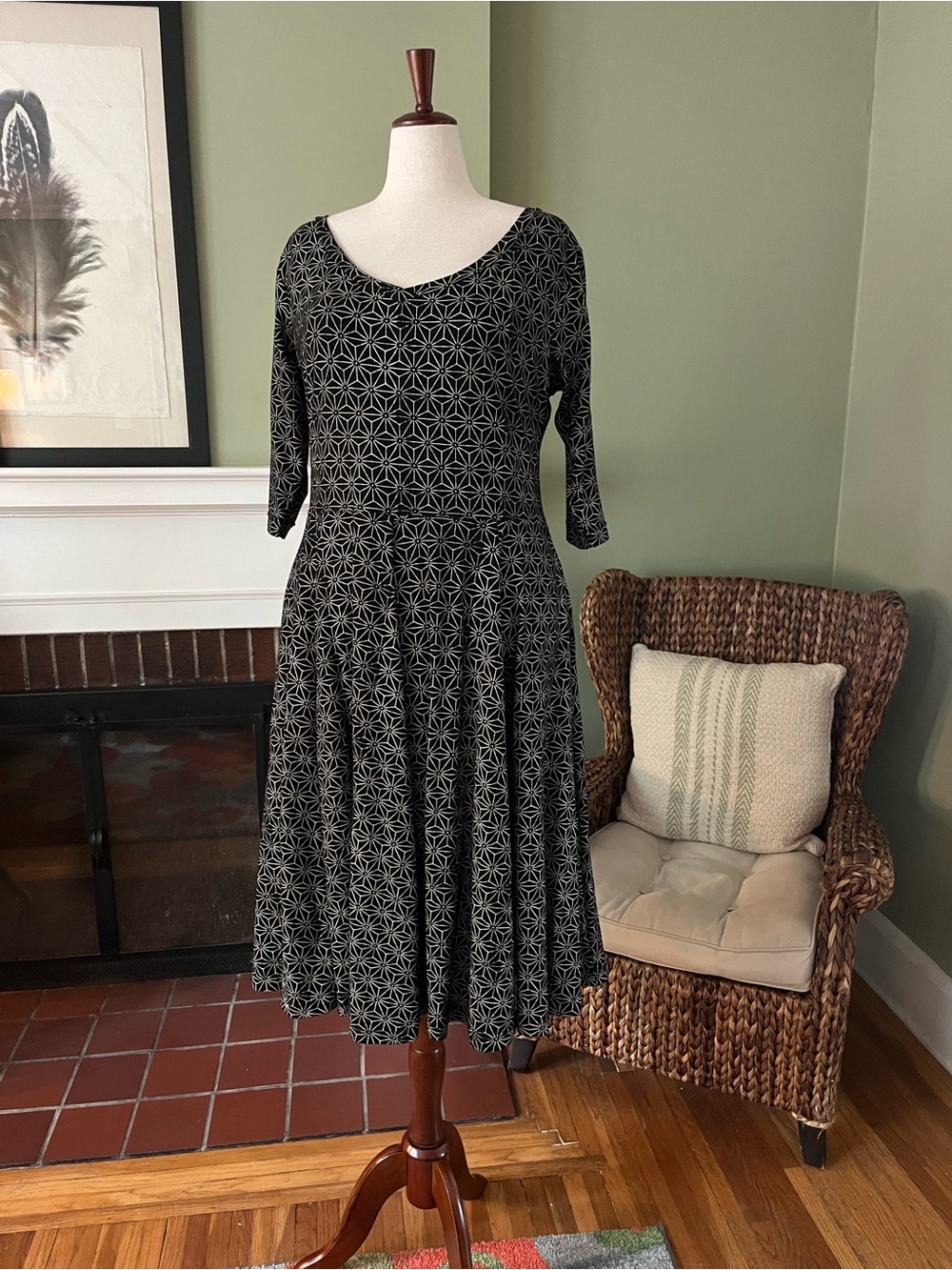 Effie’s Heart Poem Dress Geometric Web Print | 2X | Cotton Jersey